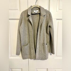 Magaschoni‎ Light Grey Wool Blend Open Front Collared Cardigan Small